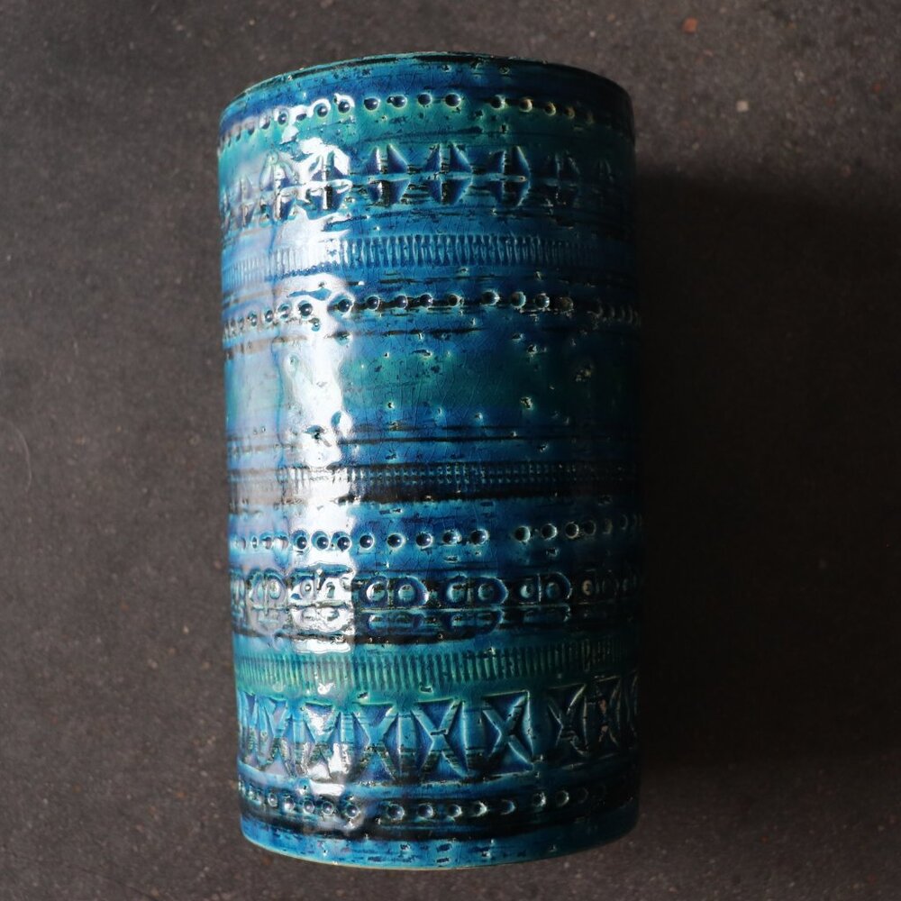 Bitossi "Rimini Blu" Cylinder Vase by Aldo Londi